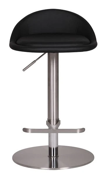 Moderne barstol i rustfri alloy, industrielt look, justerbar, roterbar, sort