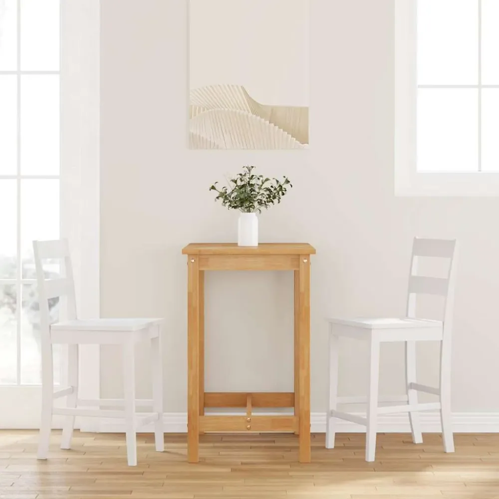 Wine Bottle Rack Barstole Massivt Gummitræ Brun
