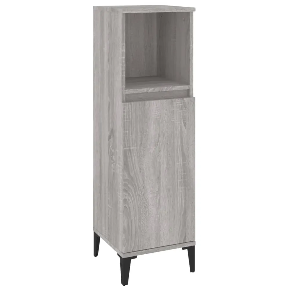 Badeværelsesskab 30X30X100 Cm Samlet Træ Graa
