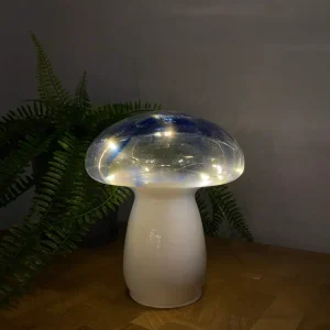 LED paddehat - Glas batteri 17 cm blå