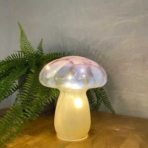 LED paddehat - Glas batteri 17 cm rosa