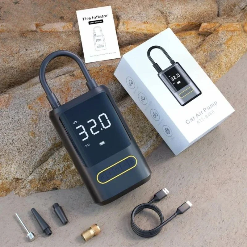 Dækpumpe, powerbank, 2 x 2.000 mAh battericeller