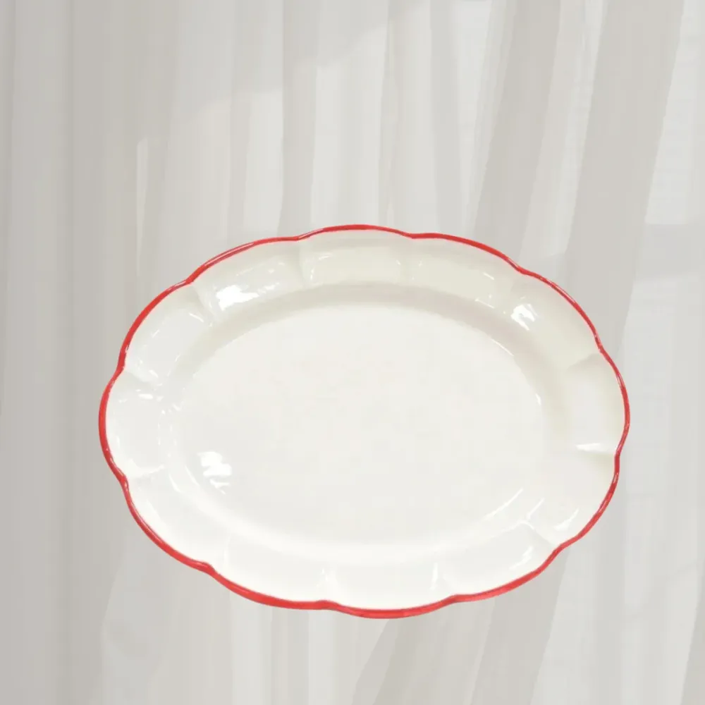 Oval Tray Red Line