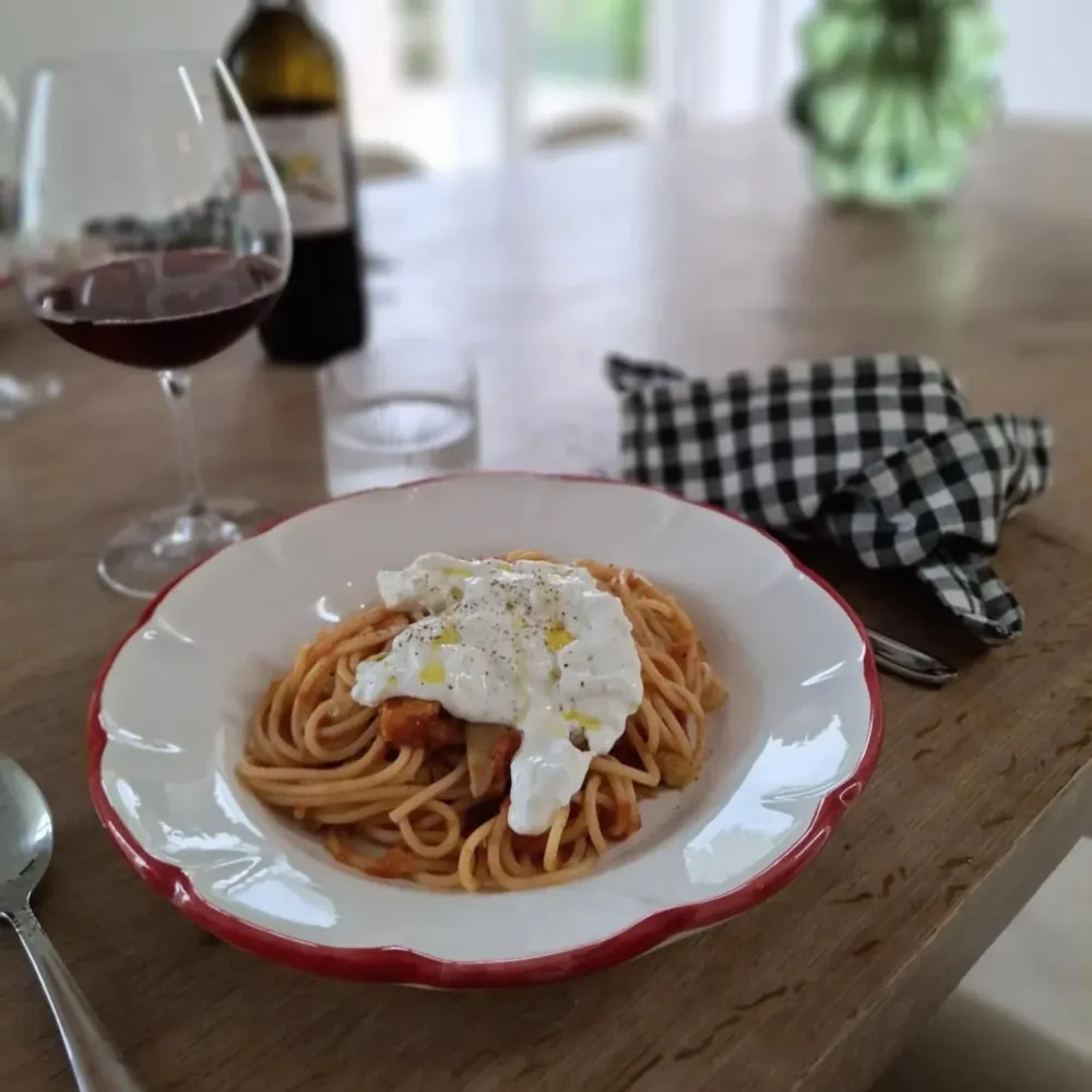 Pasta Plate Red Line