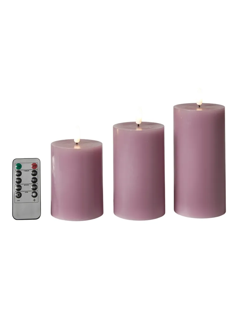Dacore - Bloklys 3 Stk. Ø7,5 Cm.- Violet