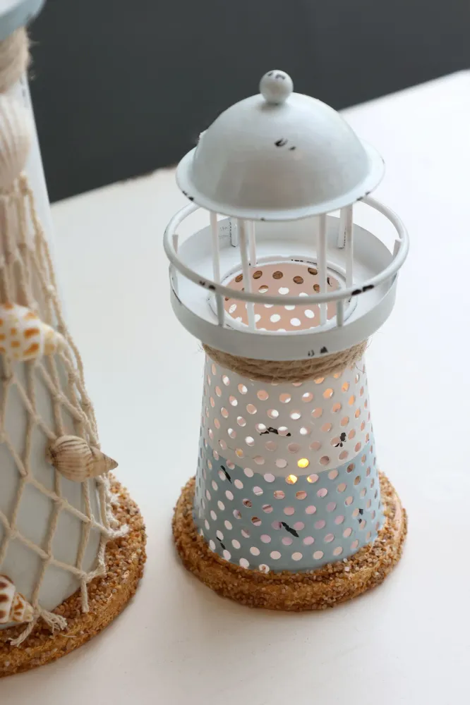 Chic Antique - Fyrtårn med LED og Timer H15/Ø6,5 cm i Ocean