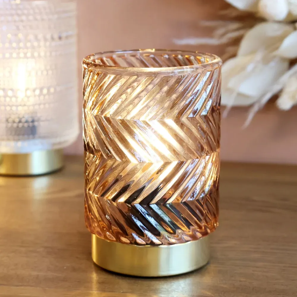 Chic Antique - LED Lampe med Mønster – H13/Ø8,5 cm i Mocca