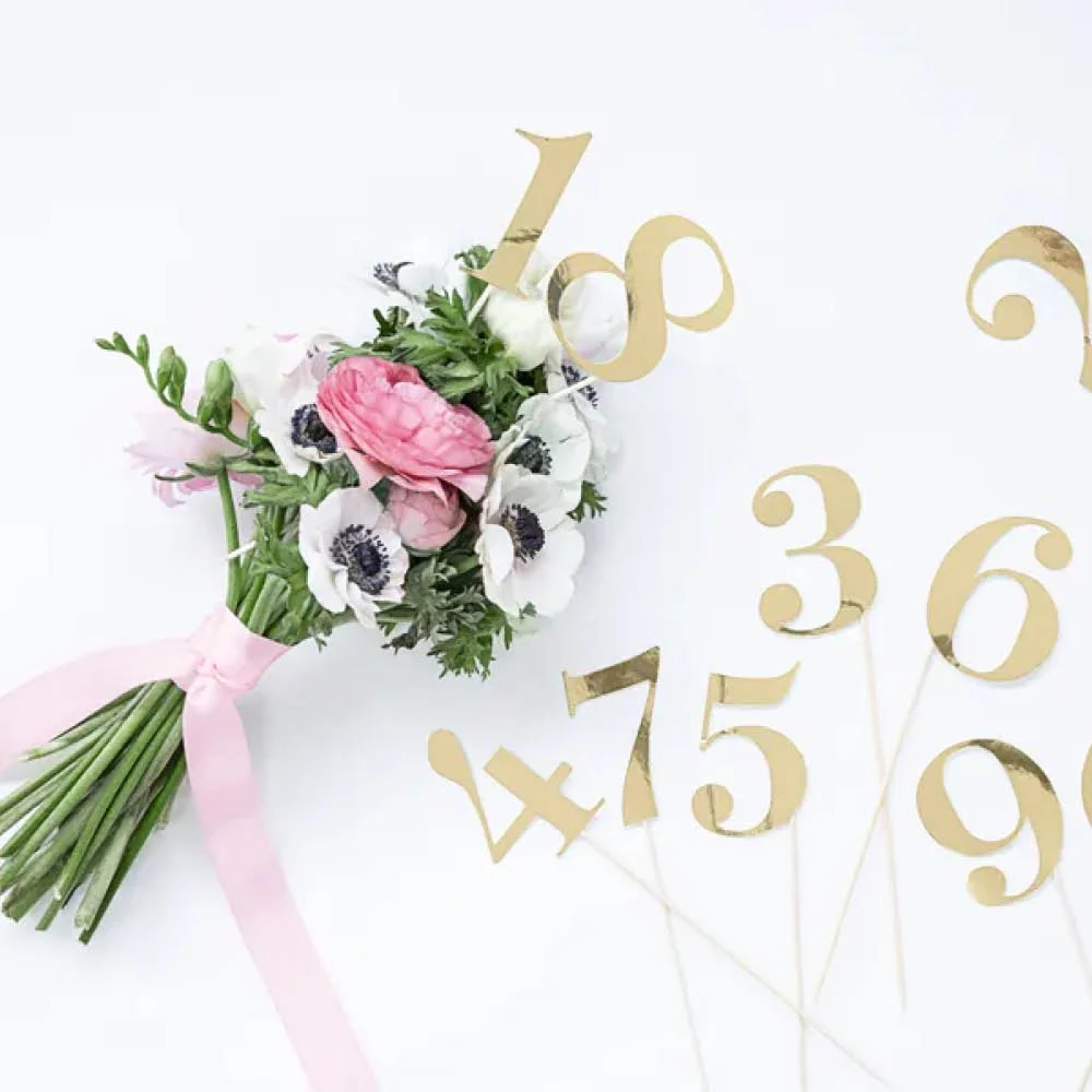 Guld bordnumre - 25 cm