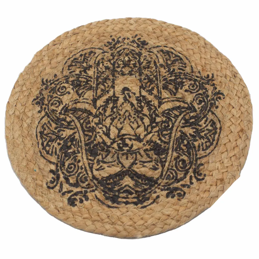 30cm jute bordskåner med Hamsa-tryk