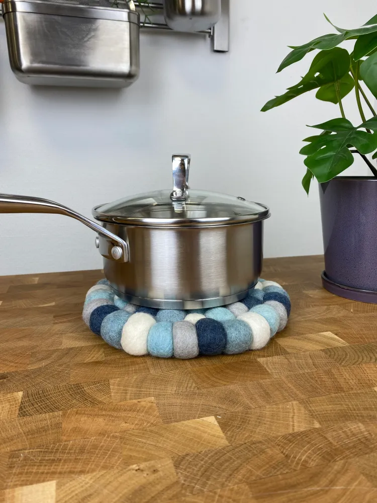 Bordskåner i uld - multi blå - Ø20 cm