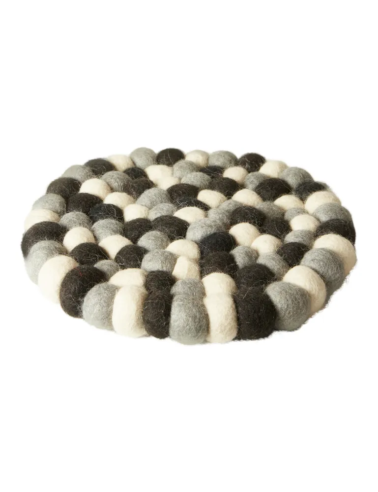 Bordskåner uld - Ø20 cm multi sort/grå/natur
