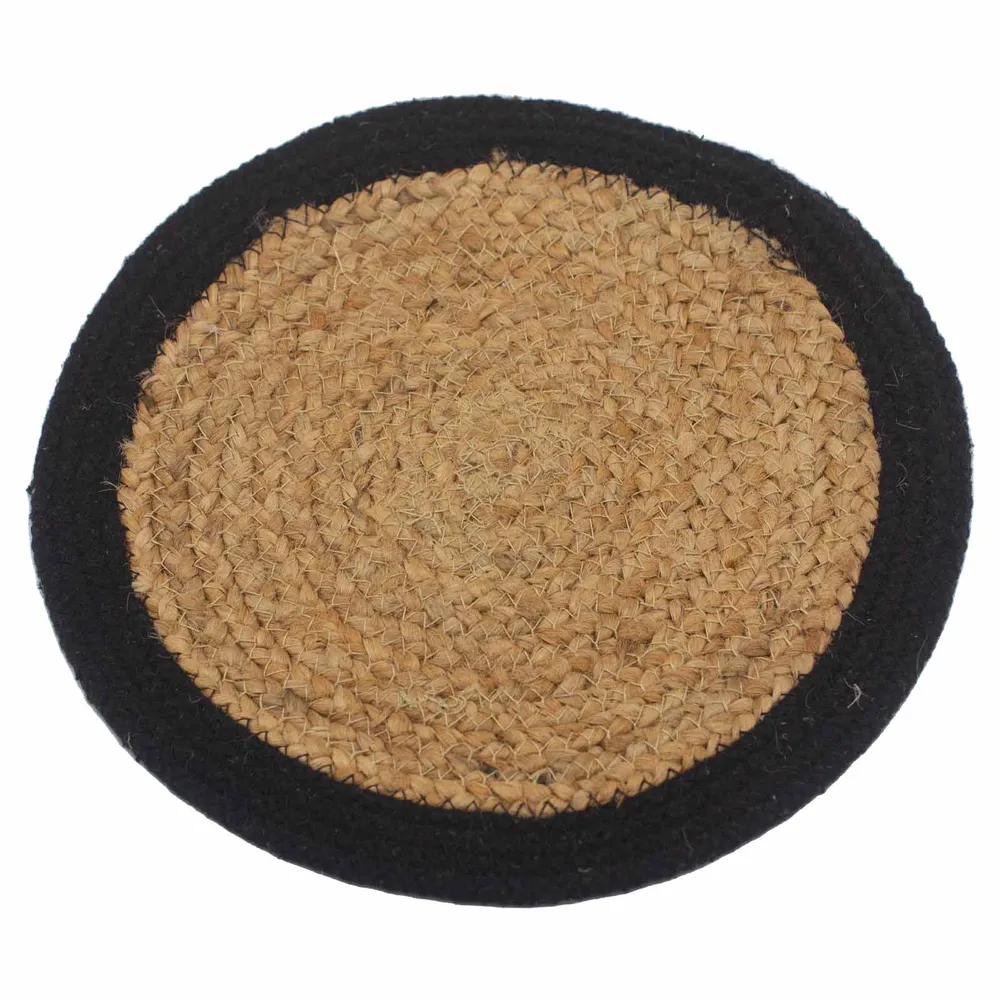 Jute bomuld bordskåner 30cm, sort kant