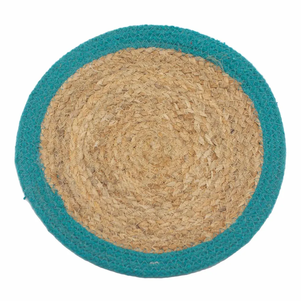 Jute bomuld bordskåner 30cm teal kant