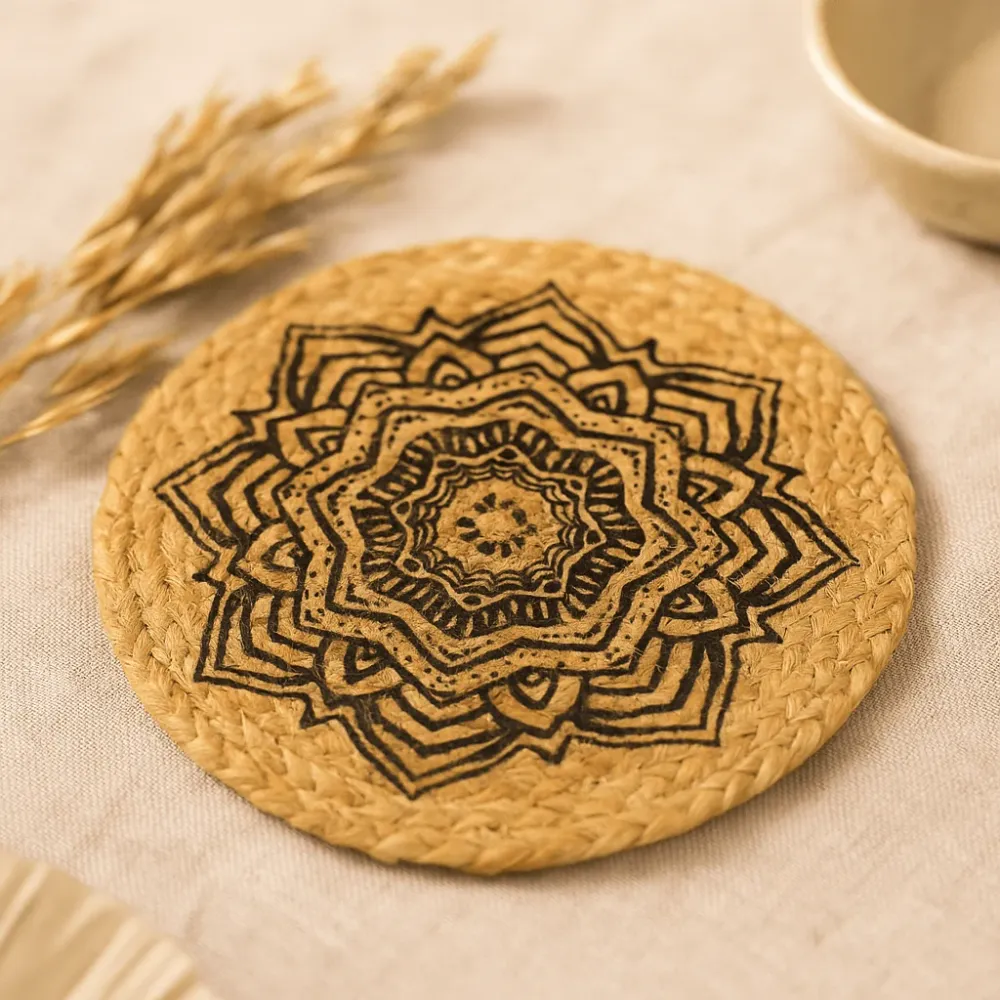 Jute Bordskåner – Mandala Print 30cm