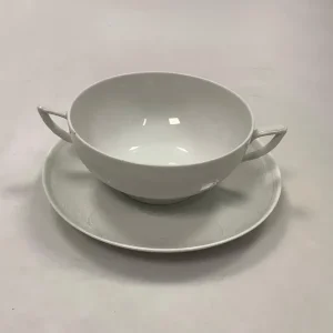 Royal Copenhagen Hvid Juliane Marie Bouillon Kop og underkop No 12490