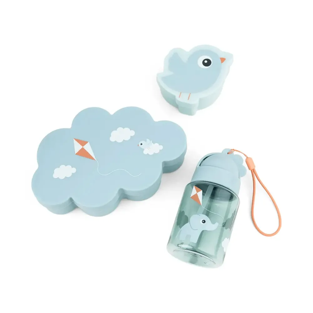 Done Deer Snackbox og madkasse med drikkedunk, playground blue