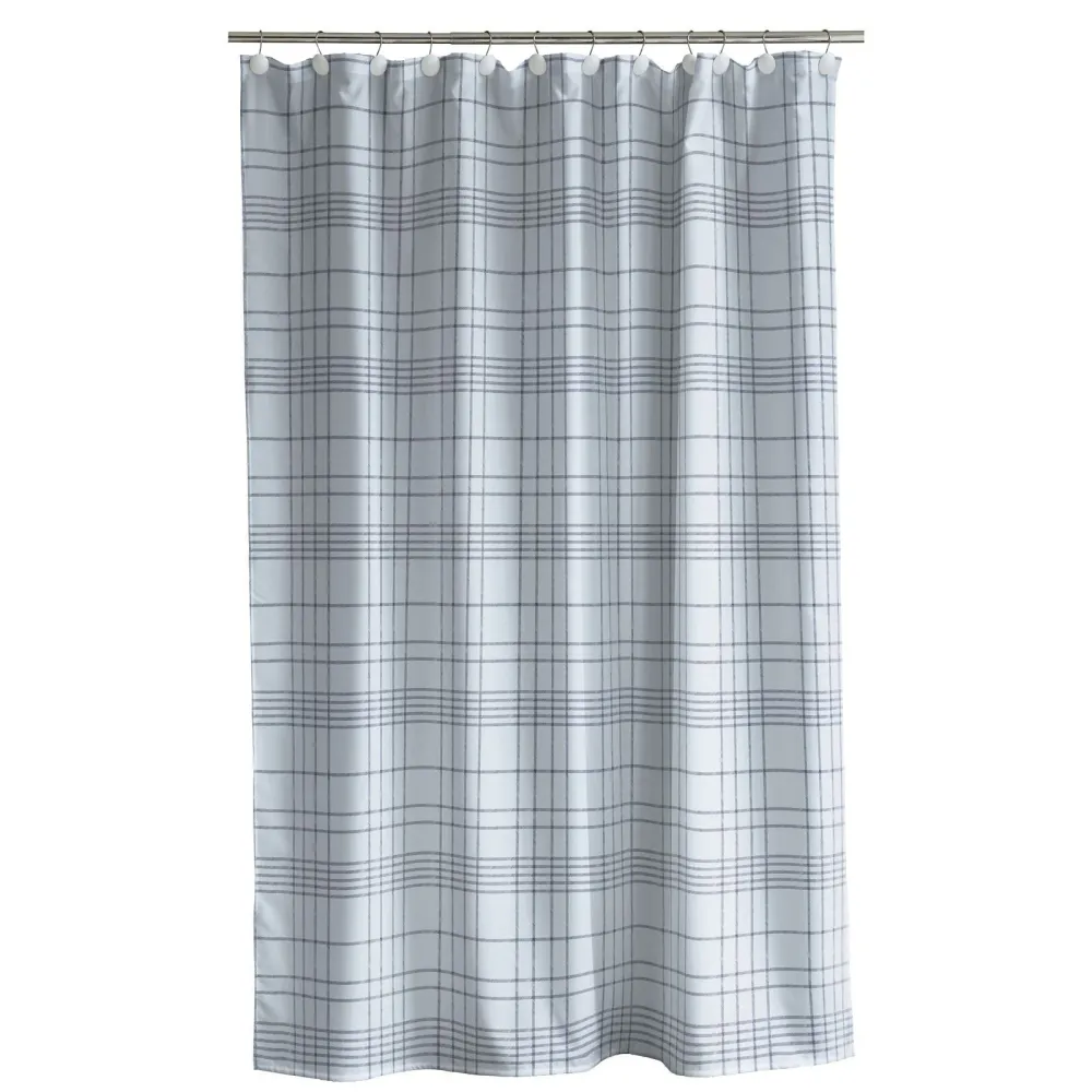 Bruseforhæng - Tartan linen blue - 180 cm x 200 cm