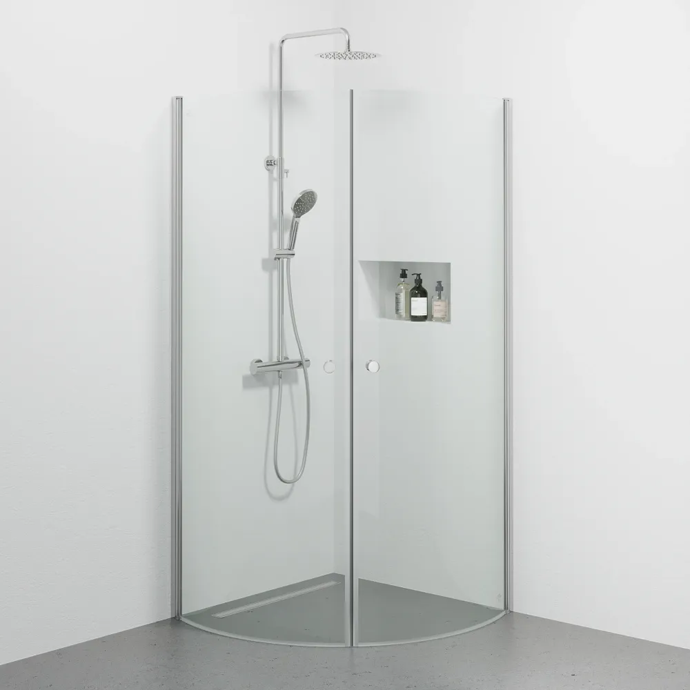 Tulsa bruseafskærmning, rund, klart glas, krom profil BATH DELUXE - BASIC