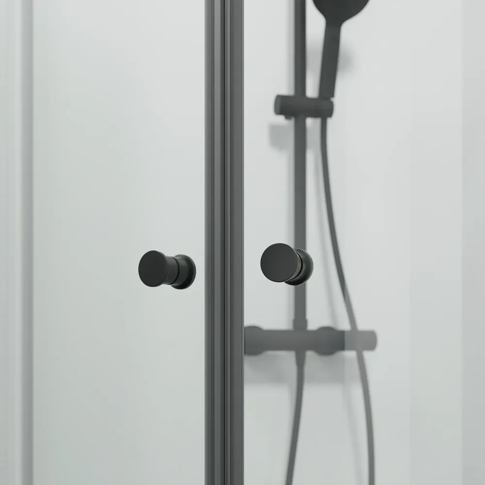 Tulsa bruseafskærmning, rund, sort profil, klart glas BATH DELUXE - BASIC