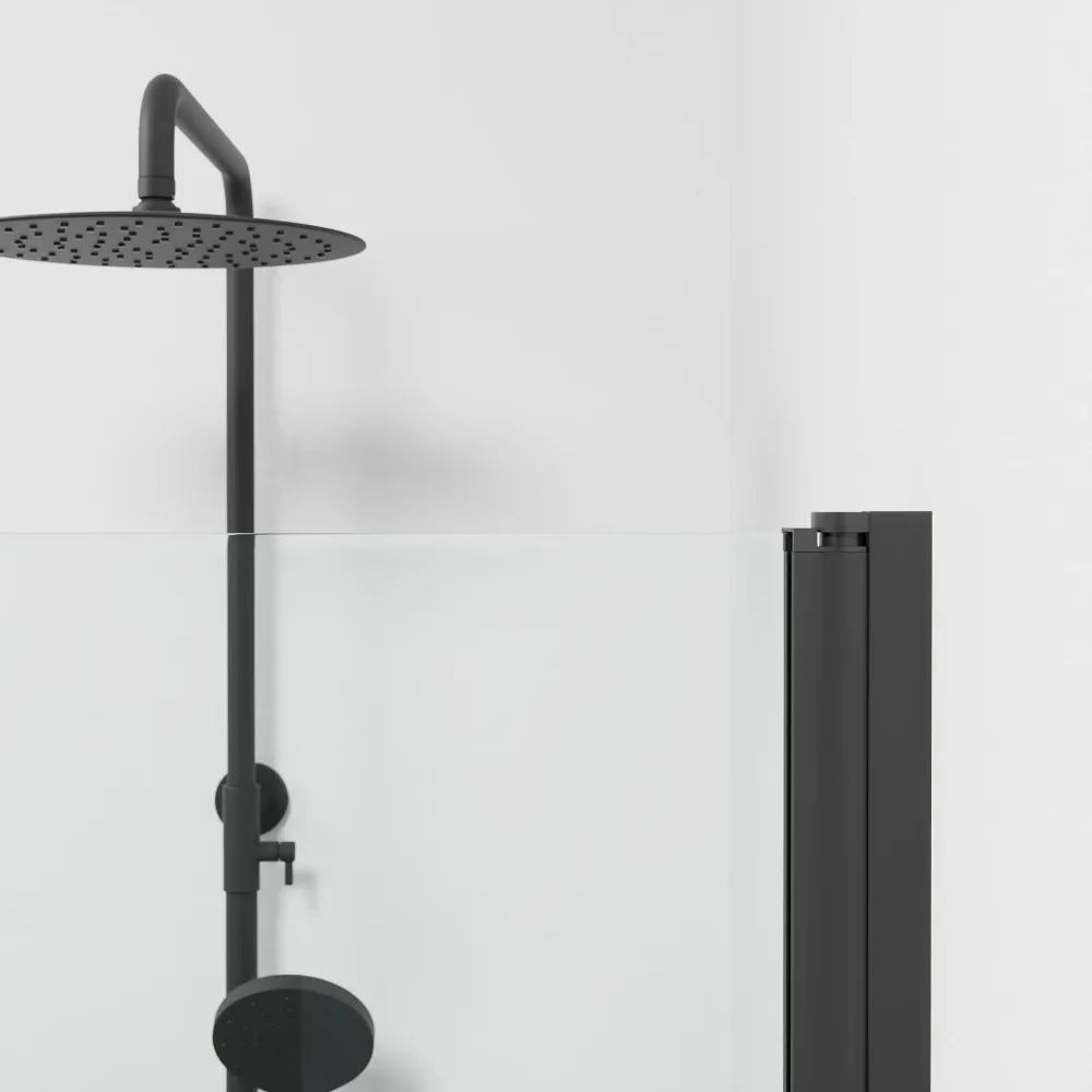 Tulsa bruseafskærmning, rund, sort profil, klart glas BATH DELUXE - BASIC