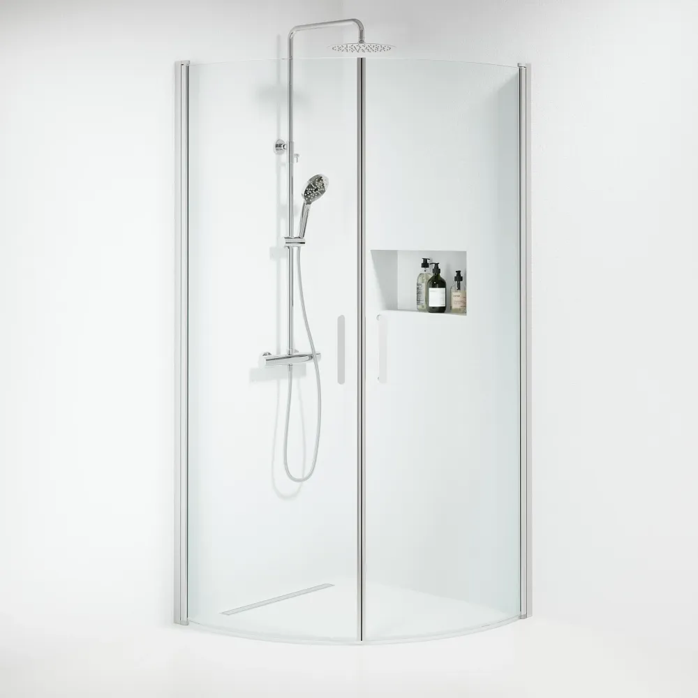 Sandefjord bruseafskærmning, rund, krom profil, klart glas BATH DELUXE - EXCLUSIVE