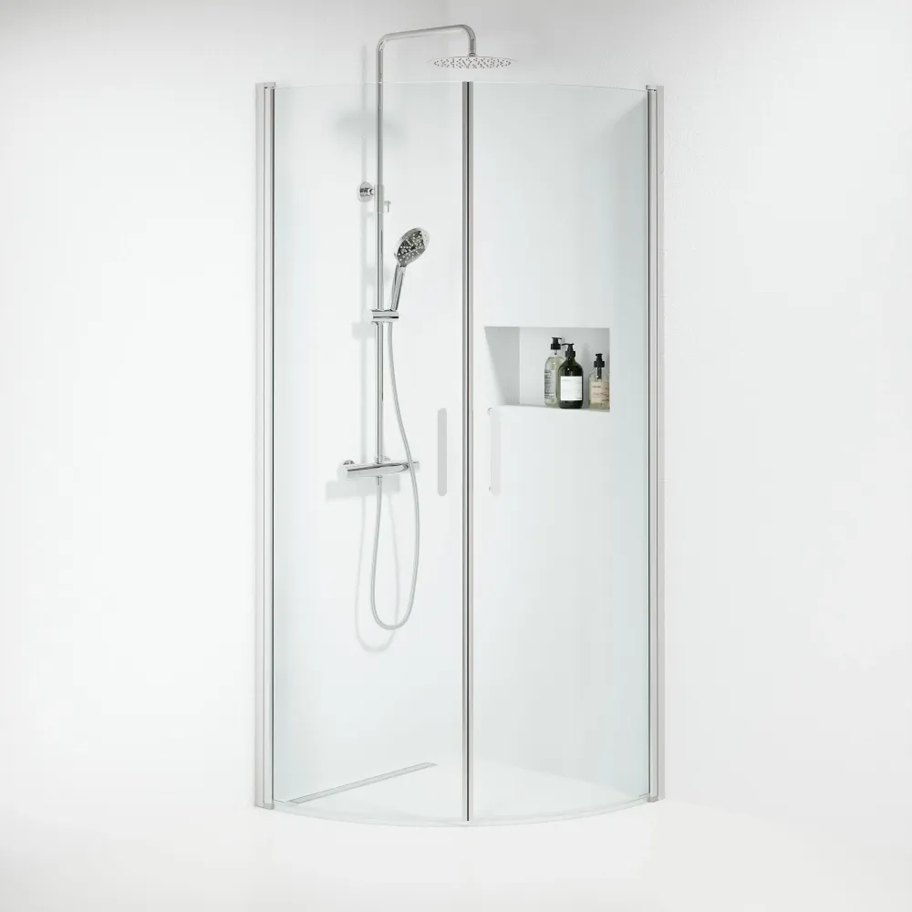 Sandefjord bruseafskærmning, rund, krom profil, klart glas BATH DELUXE - EXCLUSIVE