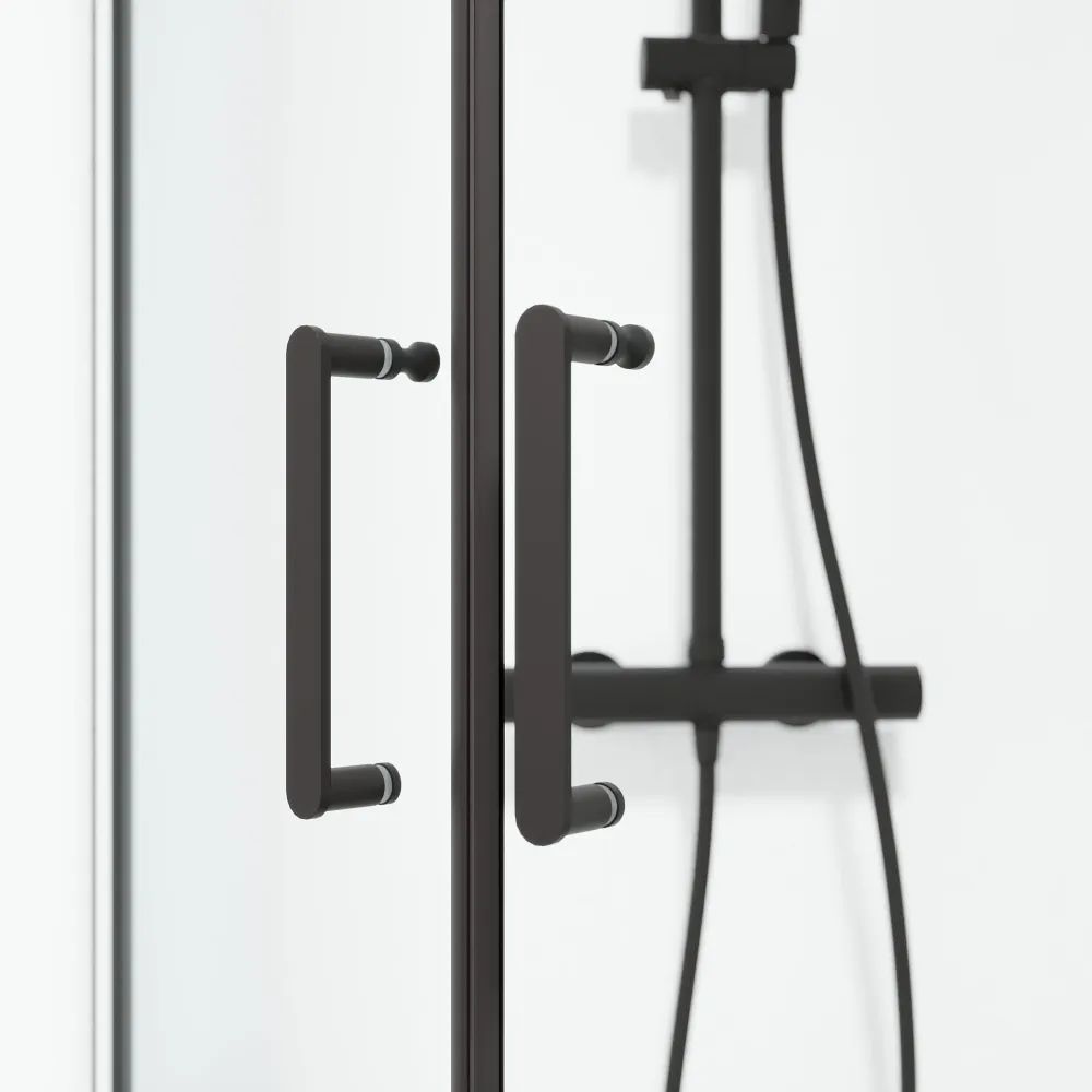 Sandefjord bruseafskærmning, rund, sort profil, klart glas BATH DELUXE - EXCLUSIVE