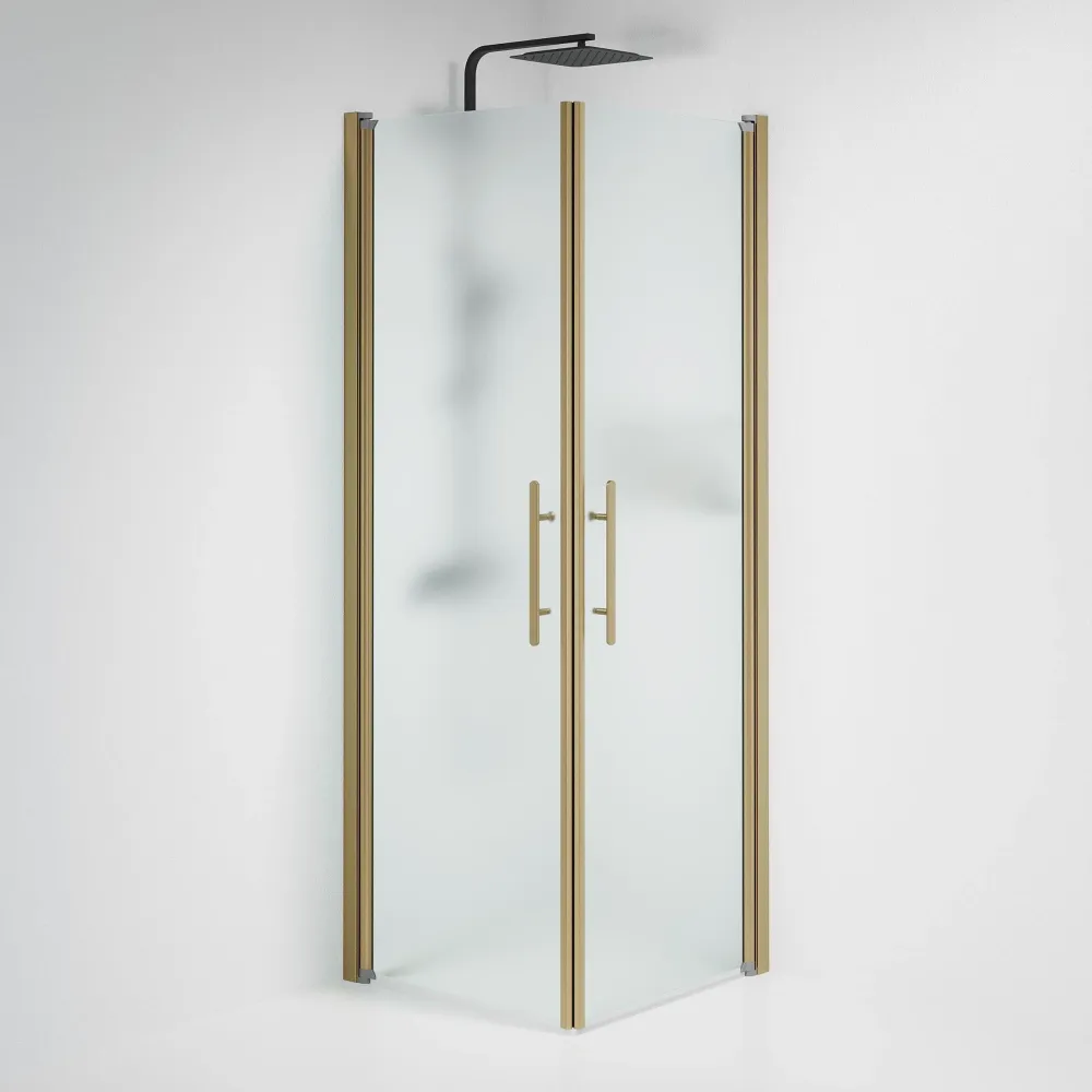 Vänern bruseafskærmning, firkantet, bronzeprofil, mat glas BATH DELUXE - PRESTIGE