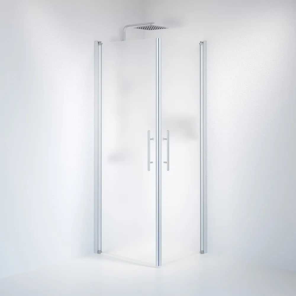 Vänern bruseafskærmning, firkantet, børstet aluminiumsprofil, mat glas BATH DELUXE - PRESTIGE