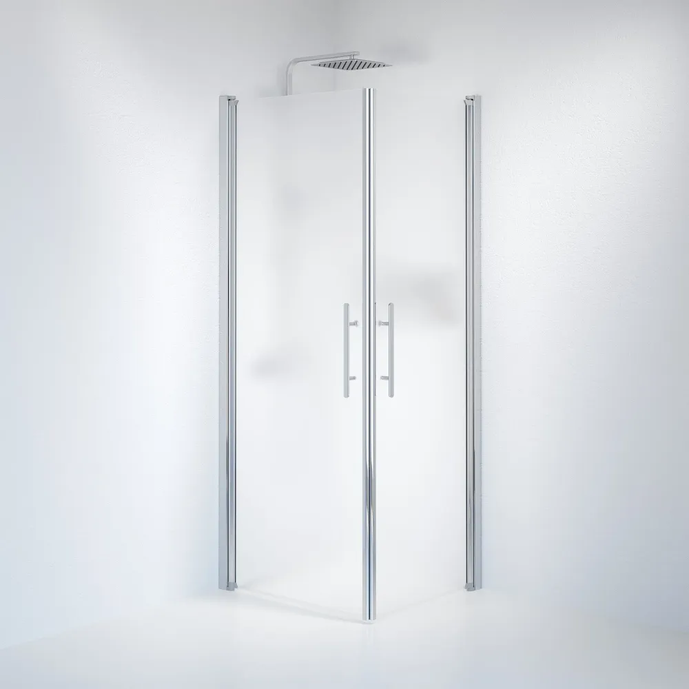Vänern bruseafskærmning, firkantet, krom profil, mat glas BATH DELUXE - PRESTIGE