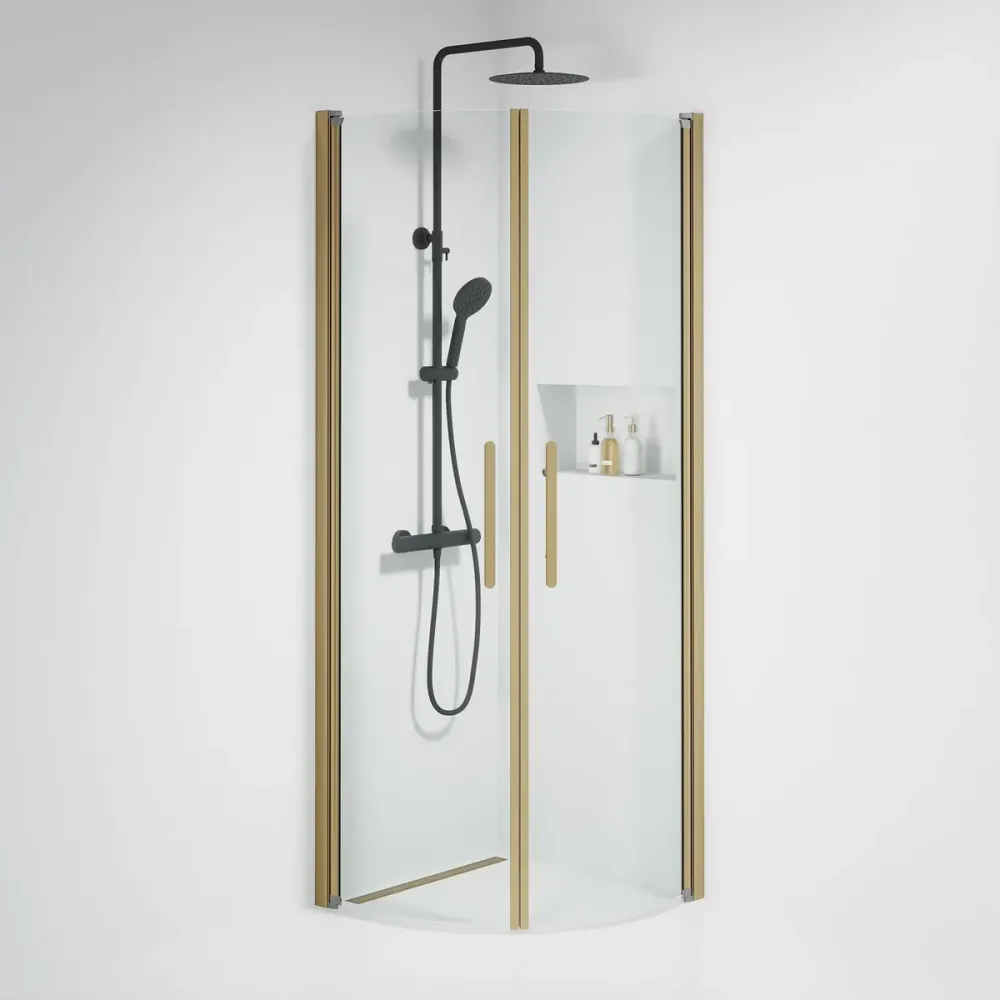 Vänern bruseafskærmning, rund, bronzeprofil, klart glas BATH DELUXE - PRESTIGE