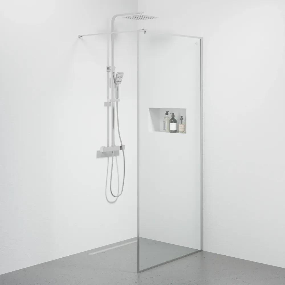 Tulsa brusevæg, krom profil, klart glas BATH DELUXE - BASIC