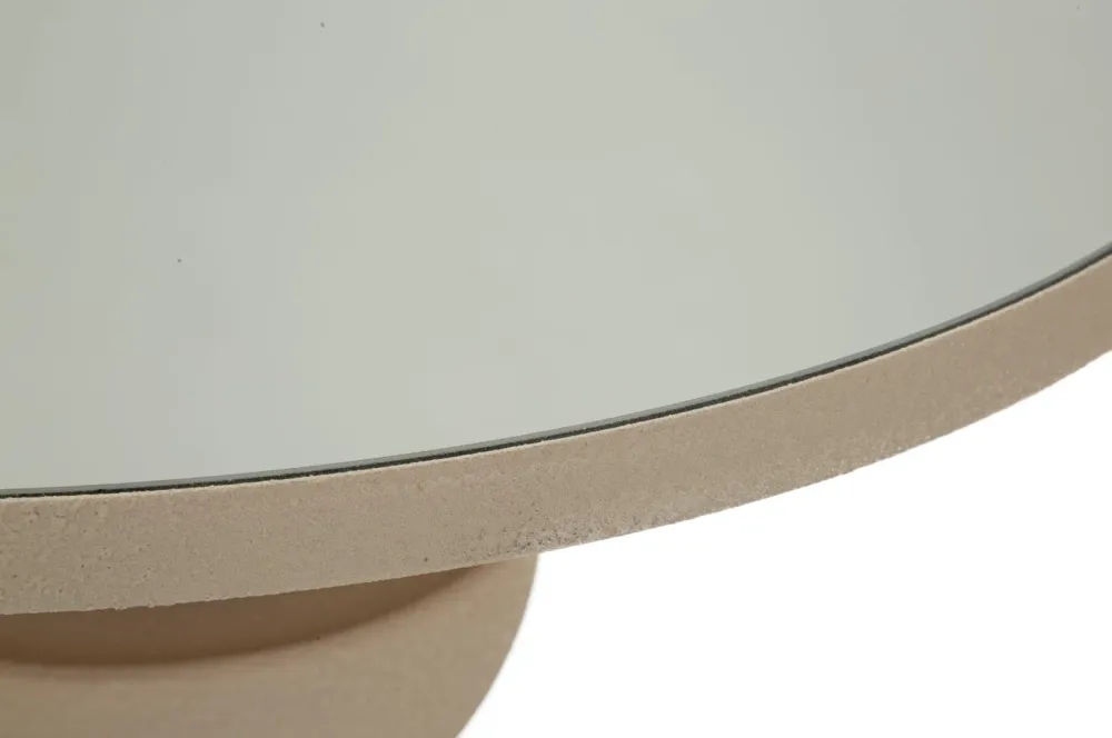 Bord i creme, jern og glas – 45x49x5 cm