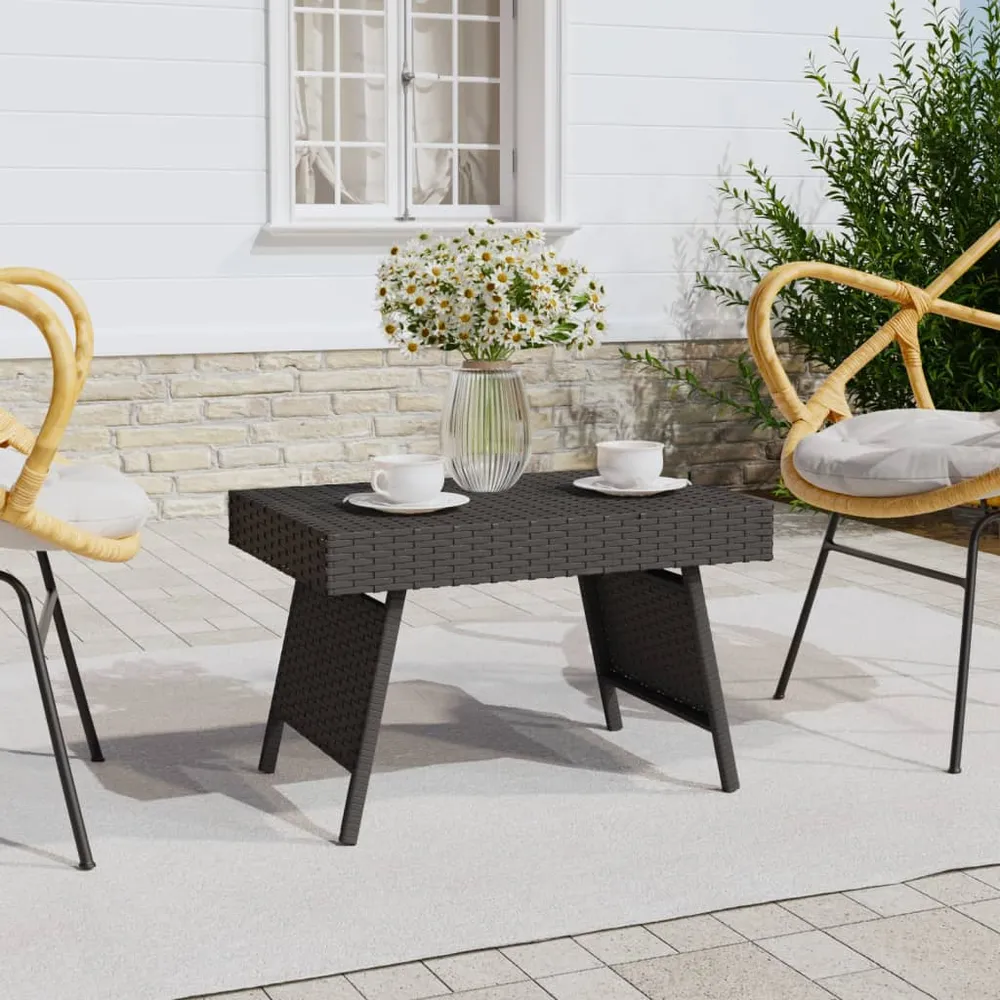 Foldbart Sidebord 60X40X38 Cm Polyrattan Sort