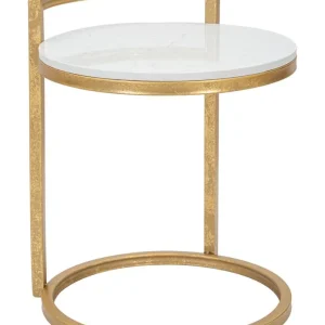 Glam bord i guldfarve, all-metal og kunstig marmor – 40x43x50 cm