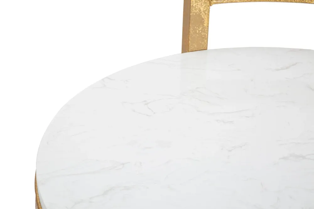 Glam bord i guldfarve, all-metal og kunstig marmor – 40x43x50 cm