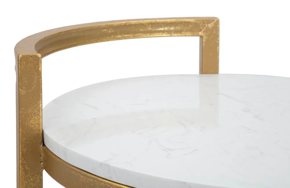 Glam bord i guldfarve, all-metal og kunstig marmor – 40x43x50 cm