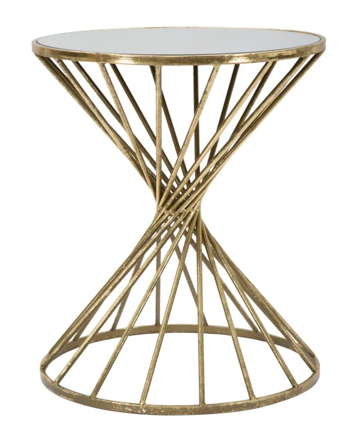 Glam bord i guldfarve, jern, mdf og glas – 42x50 cm