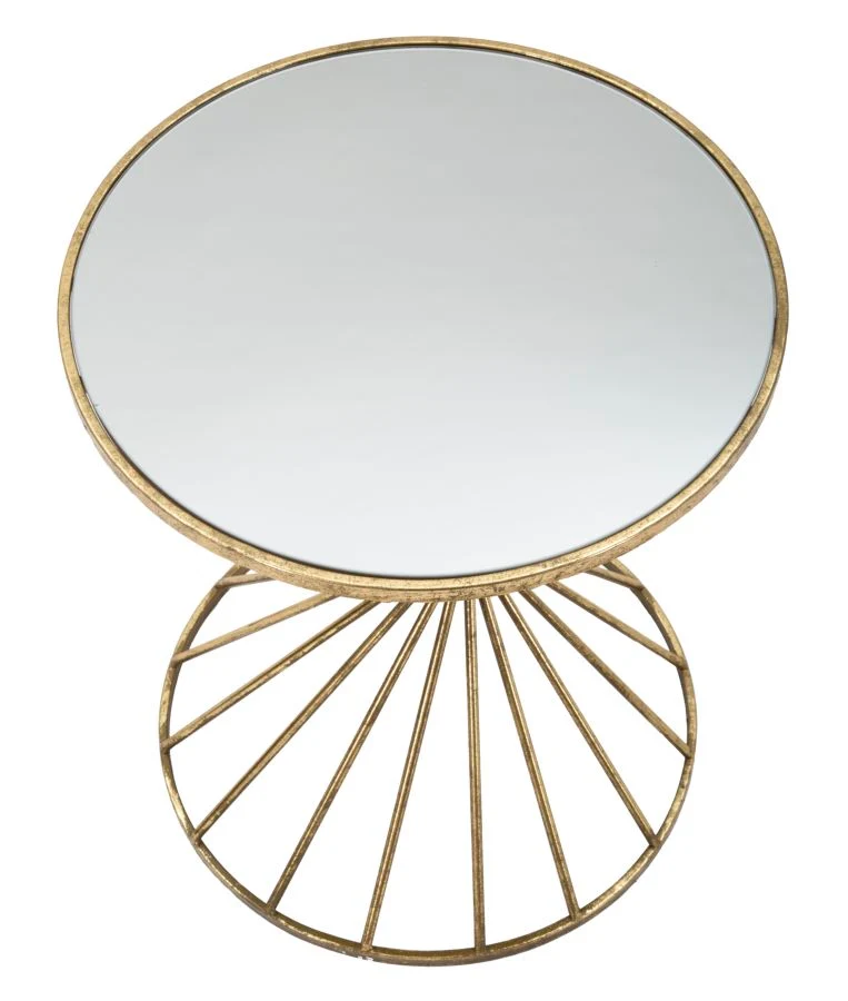 Glam bord i guldfarve, jern, mdf og glas – 42x50 cm