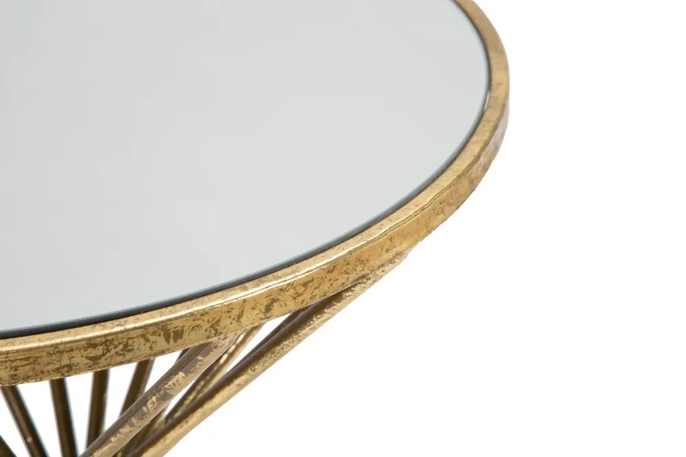 Glam bord i guldfarve, jern, mdf og glas – 42x50 cm