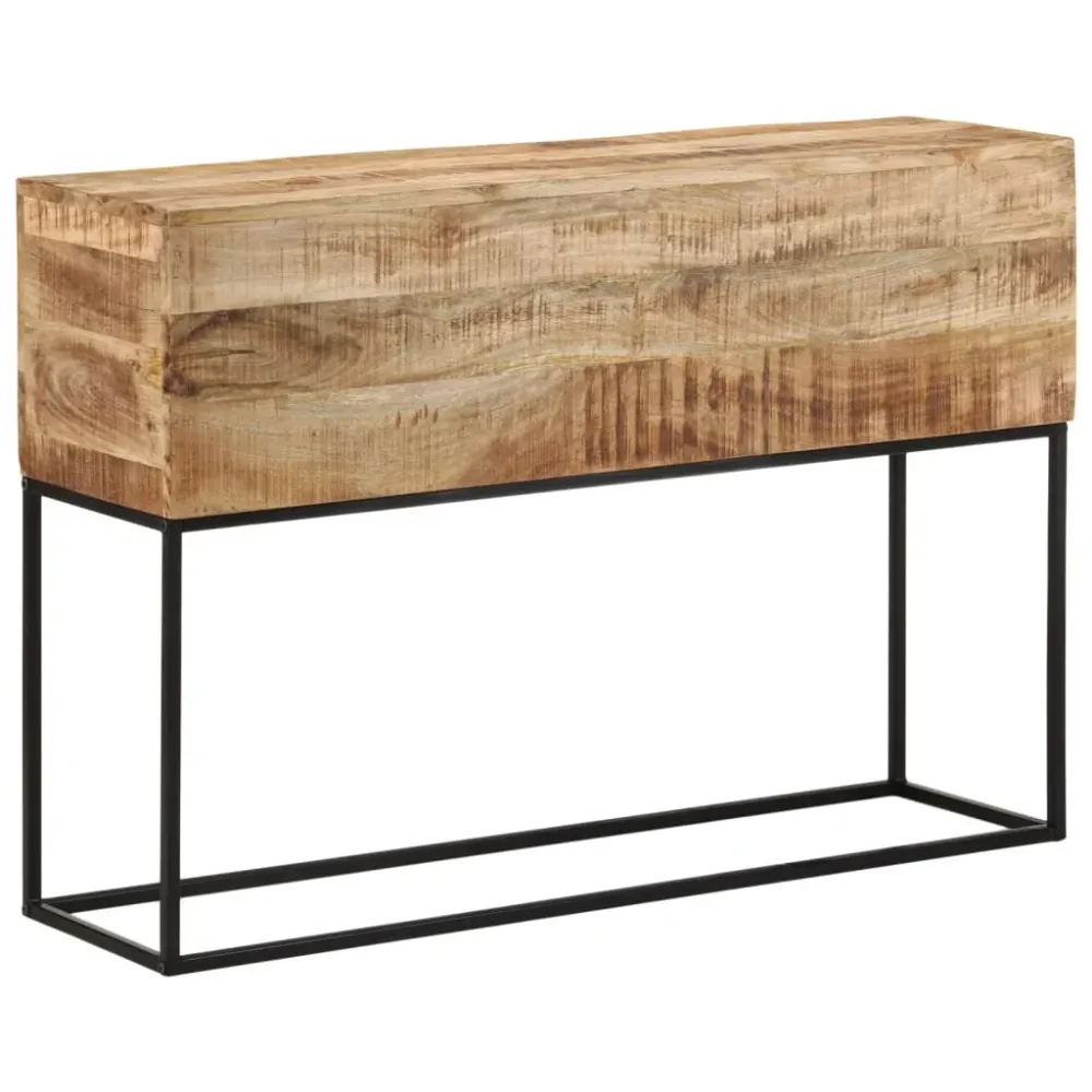 Konsolbord 110X30X75 Cm Massivt Ru Mangotræ Og Jern