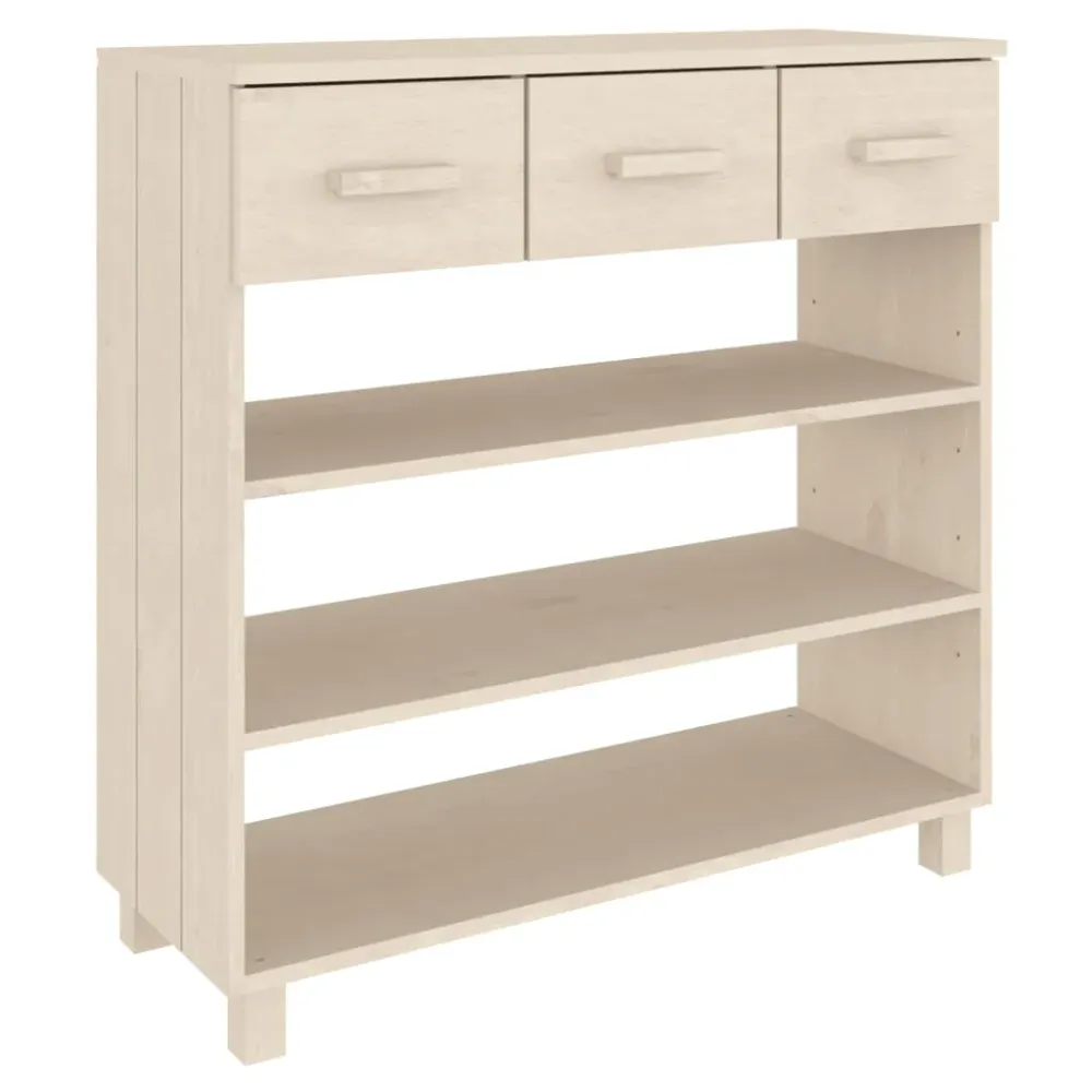 Konsolbord Hamar 90X35X90 Cm Massivt Fyrretræ Honningbrun Hvid