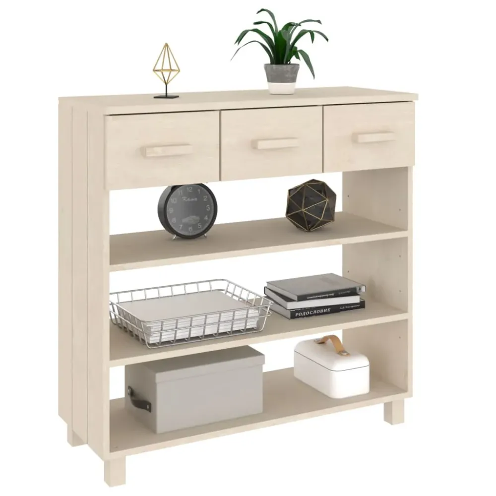 Konsolbord Hamar 90X35X90 Cm Massivt Fyrretræ Honningbrun Hvid
