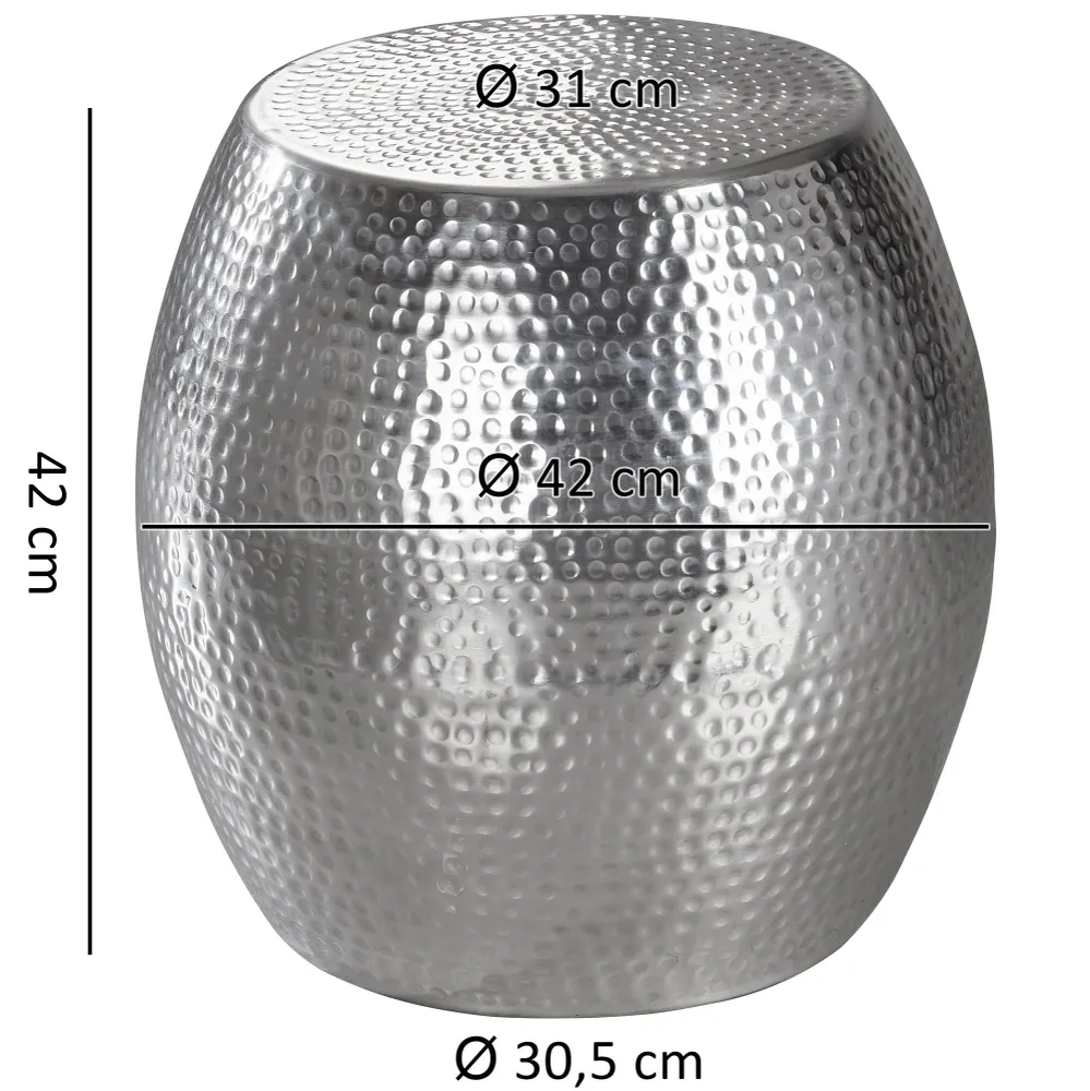 Sidebord I Hamret Metallic, Sølvfarvet