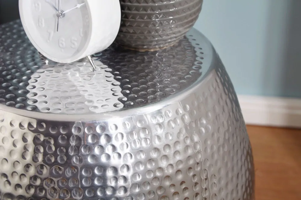 Sidebord I Hamret Metallic, Sølvfarvet
