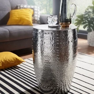 Sidebord i orientalsk stil, 41,5x62x41,5cm, aluminium, sølvfarvet