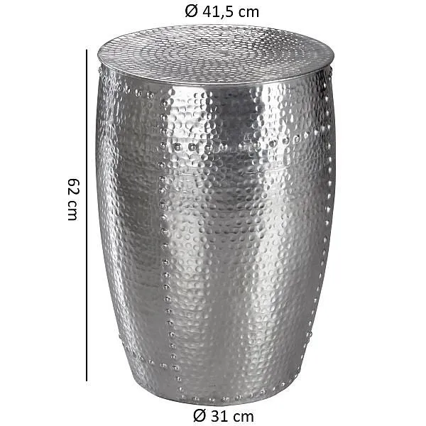 Sidebord i orientalsk stil, 41,5x62x41,5cm, aluminium, sølvfarvet