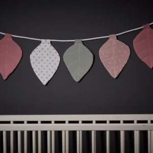 Vimpelkæde muslin pink mintegrå prikker på hvid