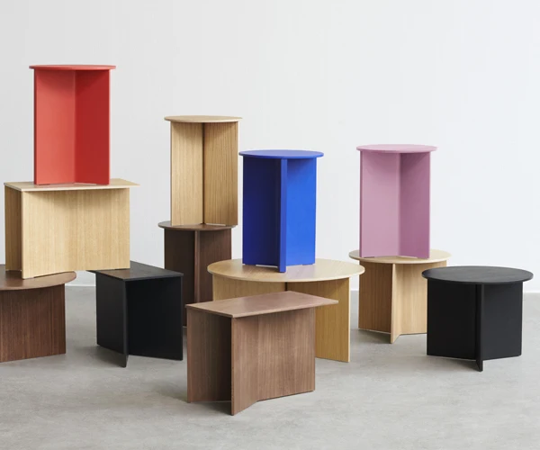 HAY Slit Table - Wood - High - Candy Ruby