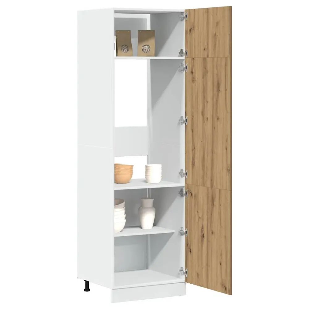 Køleskabsskab "Lyon" Håndlavet Eg 60X57X207 Cm Designed Træ